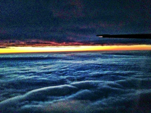 unbroken cloud cover sunset over southern california