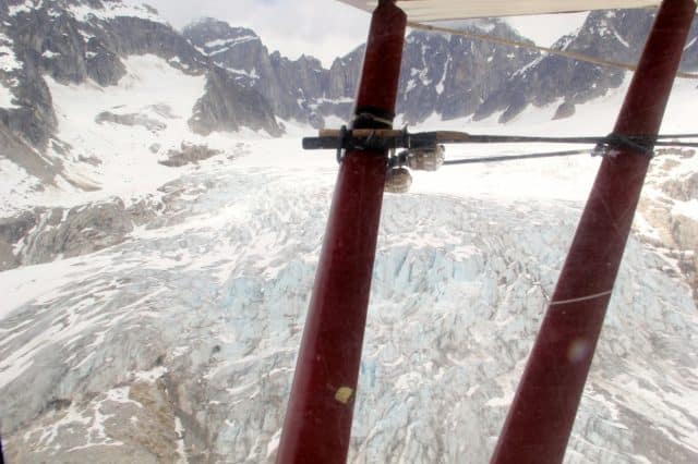 Flying Up the Glacier - Fishing Poles Ready