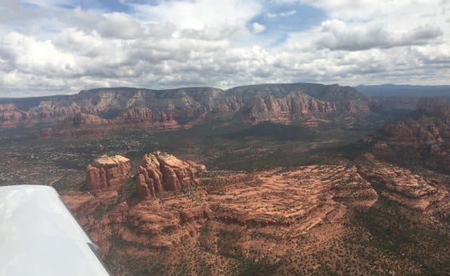 Aerial view approaching Sedona KSEZ from the west