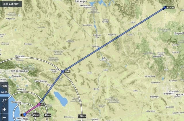 Montgomery (KMYF) to Grand Canyon (KGCN) Route