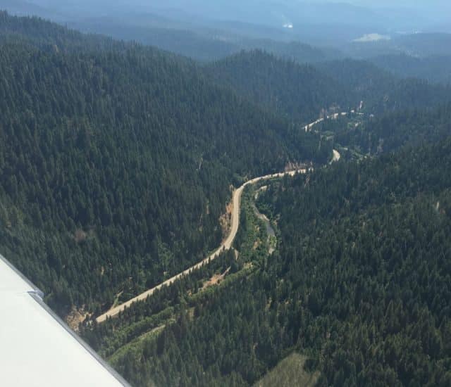 Winding road to Bucks Lake - Spanish Creek is on the right of the road