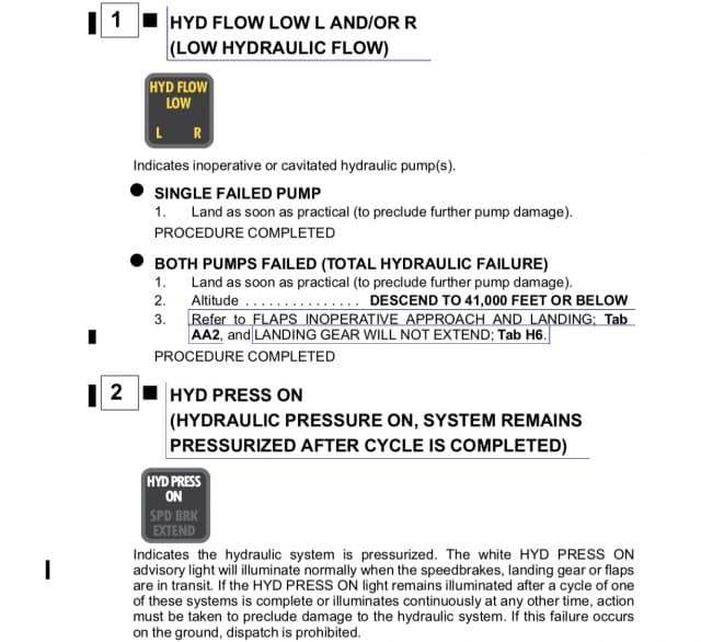 CJ2 Abnormal Checklist - Dual Hydraulic Failure