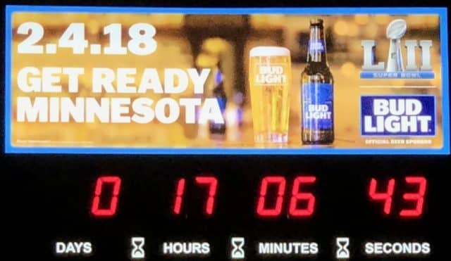 The Super Bowl Clock countdown - only 17 hours to go!