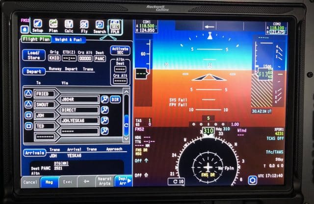 Loading the second flight plan - KHIO PANC - through the ARINC Direct app.